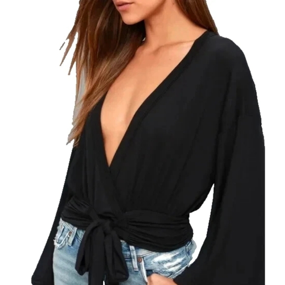 Free People Tops - Free People That's a Wrap Crop Blouse